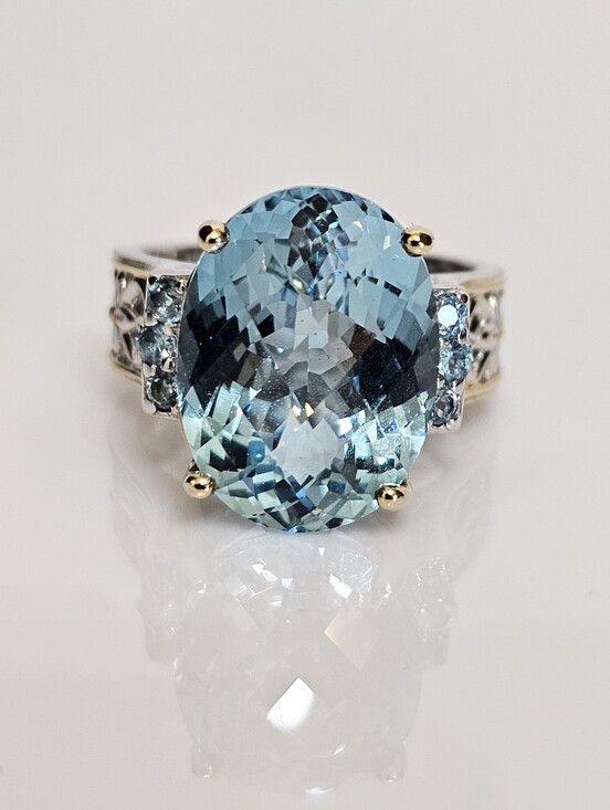 Gems En Vogue Jewelry - Natural Gems En Vogue Swiss Blue Topaz  Palladium Sterling Silver 18K Size 7